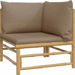 MAISON EXCLUSIVE - Salon de jardin 5 pcs avec coussins taupe bambou