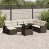 MAISON EXCLUSIVE - Salon de jardin avec coussins 9 pcs marron résine tressée