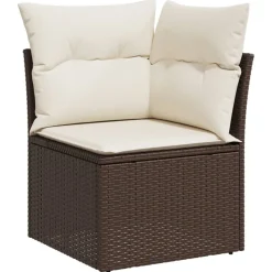 MAISON EXCLUSIVE - Salon de jardin avec coussins 9 pcs marron résine tressée
