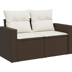 MAISON EXCLUSIVE - Salon de jardin avec coussins 9 pcs marron résine tressée