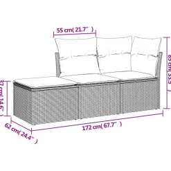 MAISON EXCLUSIVE - Salon de jardin avec coussins 3 pcs marron résine tressée