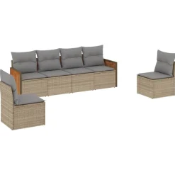 MAISON EXCLUSIVE - Salon de jardin avec coussins 6 pcs beige résine tressée