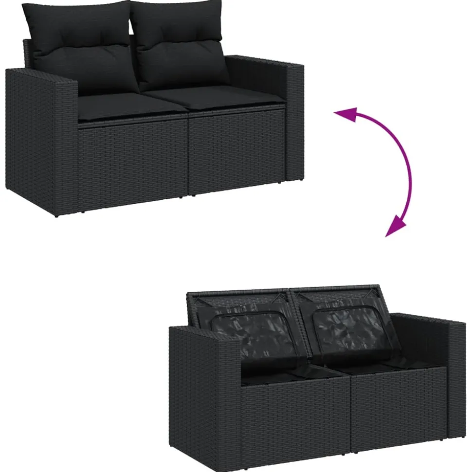MAISON EXCLUSIVE - Salon de jardin 12 pcs avec coussins noir résine tressée
