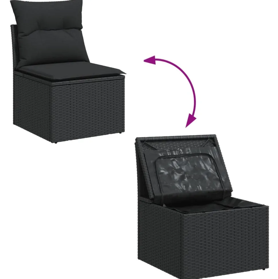 MAISON EXCLUSIVE - Salon de jardin 12 pcs avec coussins noir résine tressée