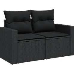 MAISON EXCLUSIVE - Salon de jardin 12 pcs avec coussins noir résine tressée