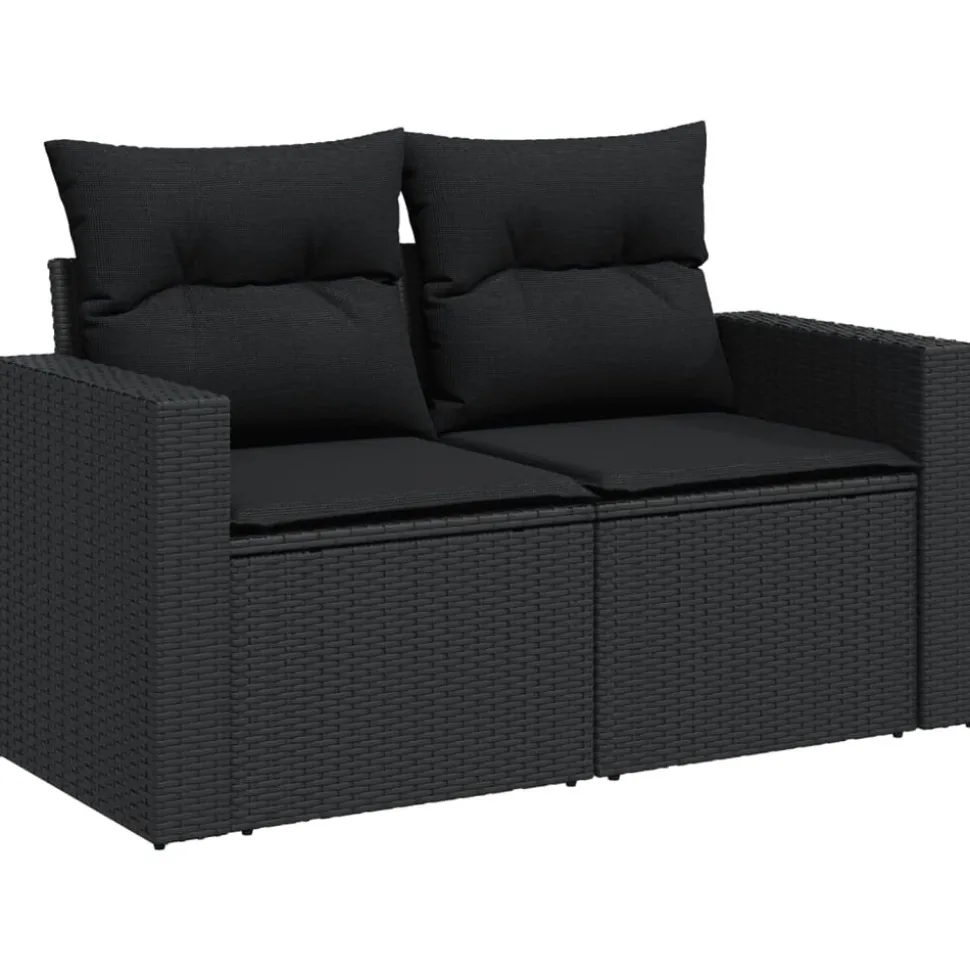 MAISON EXCLUSIVE - Salon de jardin 12 pcs avec coussins noir résine tressée
