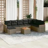 MAISON EXCLUSIVE - Salon de jardin 9 pcs avec coussins gris résine tressée