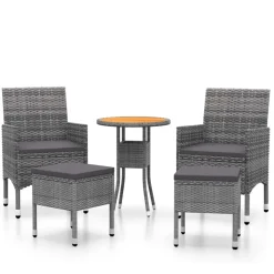 MAISON EXCLUSIVE - Salon de jardin 5 pcs résine tressée gris