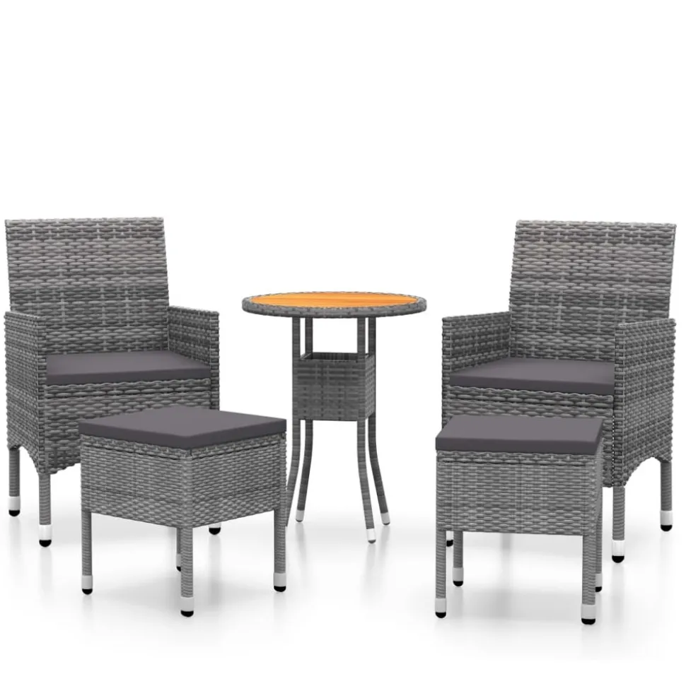 MAISON EXCLUSIVE - Salon de jardin 5 pcs résine tressée gris