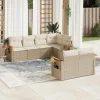 MAISON EXCLUSIVE - Salon de jardin avec coussins 7 pcs beige résine tressée