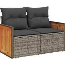 MAISON EXCLUSIVE - Salon de jardin avec coussins 12 pcs gris résine tressée