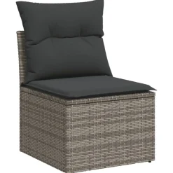 MAISON EXCLUSIVE - Salon de jardin avec coussins 12 pcs gris résine tressée