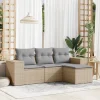 MAISON EXCLUSIVE - Salon de jardin avec coussins 4 pcs beige résine tressée