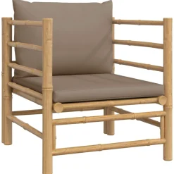 MAISON EXCLUSIVE - Salon de jardin 6 pcs avec coussins taupe bambou