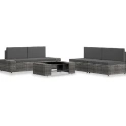 MAISON EXCLUSIVE - Salon de jardin 5 pcs résine tressée gris
