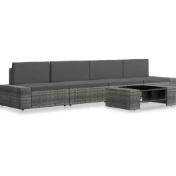 MAISON EXCLUSIVE - Salon de jardin 5 pcs résine tressée gris