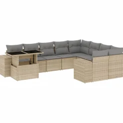 MAISON EXCLUSIVE - Salon de jardin avec coussins 10 pcs beige résine tressée