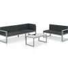 MAISON EXCLUSIVE - Salon de jardin 3 pcs et coussins aluminium noir