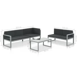 MAISON EXCLUSIVE - Salon de jardin 3 pcs et coussins aluminium noir