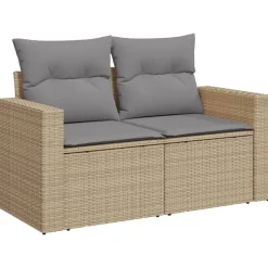 MAISON EXCLUSIVE - Salon de jardin avec coussins 10 pcs beige résine tressée