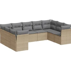 MAISON EXCLUSIVE - Salon de jardin avec coussins 9 pcs beige résine tressée
