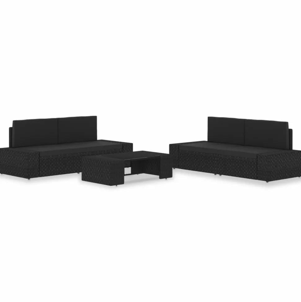 MAISON EXCLUSIVE - Salon de jardin 5 pcs résine tressée noir