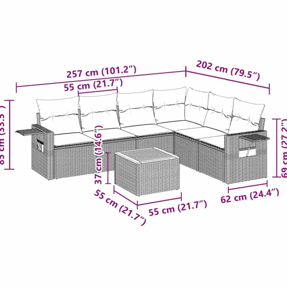 MAISON EXCLUSIVE - Salon de jardin 7 pcs avec coussins noir résine tressée