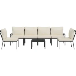 MAISON EXCLUSIVE - Salon de jardin 7 pcs avec coussins sable acier