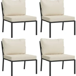 MAISON EXCLUSIVE - Salon de jardin 7 pcs avec coussins sable acier