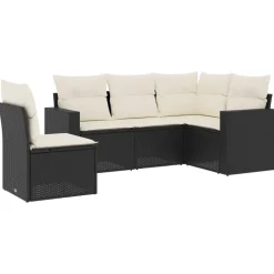 MAISON EXCLUSIVE - Salon de jardin 5 pcs avec coussins noir résine tressée