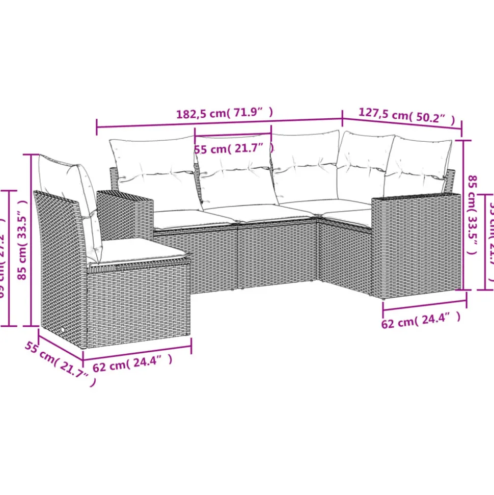 MAISON EXCLUSIVE - Salon de jardin 5 pcs avec coussins noir résine tressée