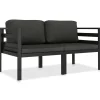 MAISON EXCLUSIVE - Salon de jardin 2 pcs avec coussins aluminium anthracite