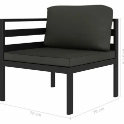 MAISON EXCLUSIVE - Salon de jardin 2 pcs avec coussins aluminium anthracite