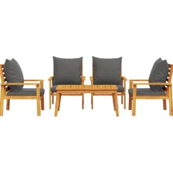 MAISON EXCLUSIVE - Salon de jardin avec coussins 5 pcs bois d'acacia solide