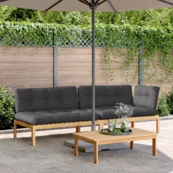 MAISON EXCLUSIVE - Salon palette de jardin avec coussins 3pcs bois d'acacia massif