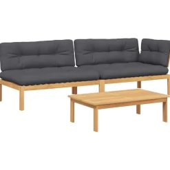 MAISON EXCLUSIVE - Salon palette de jardin avec coussins 3pcs bois d'acacia massif