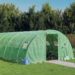 MAISON EXCLUSIVE - Serre avec cadre en acier vert 64 m² 16x4x2 m