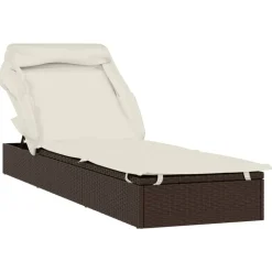 MAISON EXCLUSIVE - Transat avec toit pliable marron 213x63x97 cm résine tressée