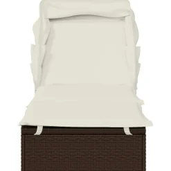 MAISON EXCLUSIVE - Transat avec toit pliable marron 213x63x97 cm résine tressée