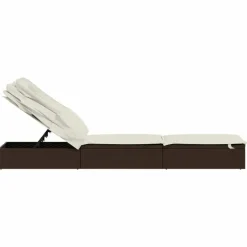 MAISON EXCLUSIVE - Transat avec toit pliable marron 213x63x97 cm résine tressée