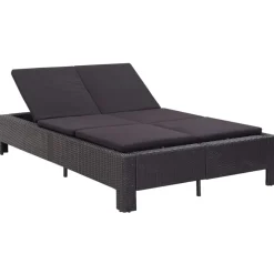 MAISON EXCLUSIVE - Transat à 2 places avec coussin noir résine tressée