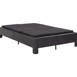MAISON EXCLUSIVE - Transat à 2 places avec coussin noir résine tressée