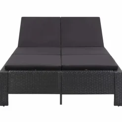 MAISON EXCLUSIVE - Transat à 2 places avec coussin noir résine tressée