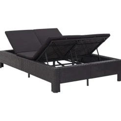 MAISON EXCLUSIVE - Transat à 2 places avec coussin noir résine tressée
