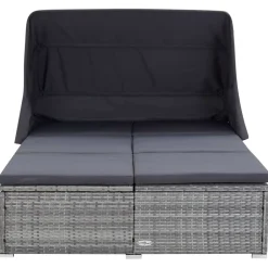 MAISON EXCLUSIVE - Transat à 2 places avec coussin résine tressée gris