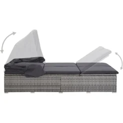 MAISON EXCLUSIVE - Transat à 2 places avec coussin résine tressée gris