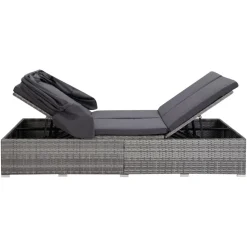 MAISON EXCLUSIVE - Transat à 2 places avec coussin résine tressée gris