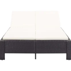 MAISON EXCLUSIVE - Transat à 2 places avec coussin noir résine tressée