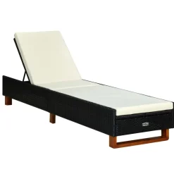 MAISON EXCLUSIVE - Transat avec coussin résine tressée noir