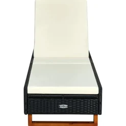 MAISON EXCLUSIVE - Transat avec coussin résine tressée noir
